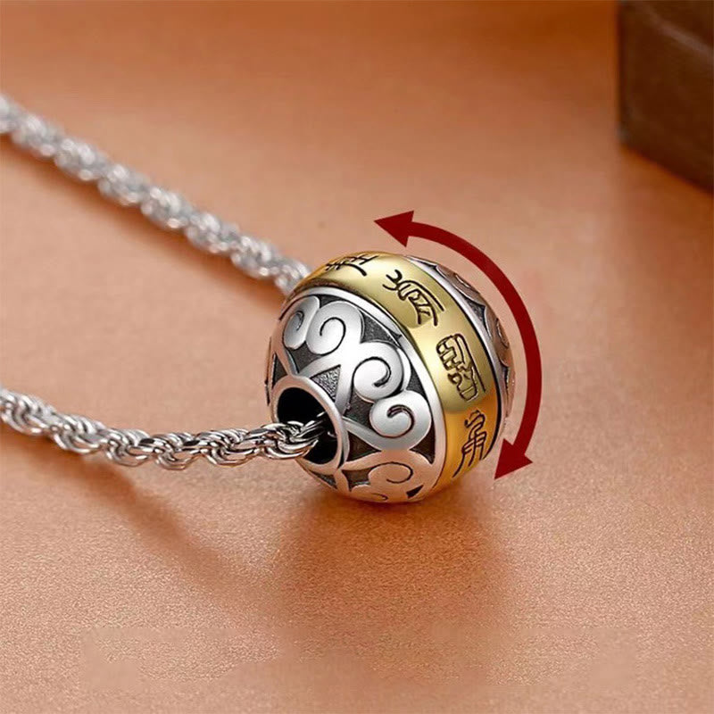 Collier pendentif rotatif en amulette gravée avec mantra taoïste à neuf caractères de Buddha Stones - Mantra et chaîne à neuf caractères - image 0