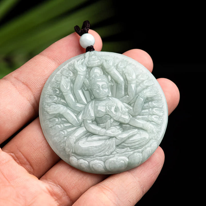 Collier pendentif en jade à mille mains Kwan Yin Avalokitesvara