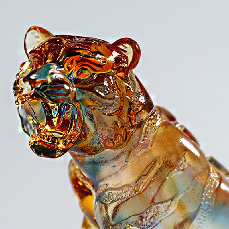 Pièce d'art en cristal de tigre Liuli faite à la main, protection de la décoration de la maison - image 5