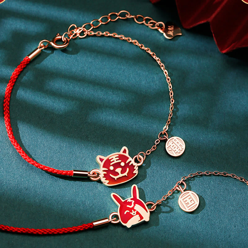 Bracelet chaîne en fil rouge Buddha Stones en argent sterling 925 changeant de couleur, signe du zodiaque chinois, protection de la chance