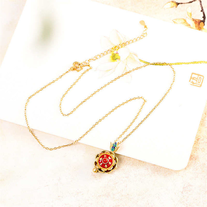 Collier pendentif en argent sterling 925 avec roue de prière en agate rouge du Tibet - image 8