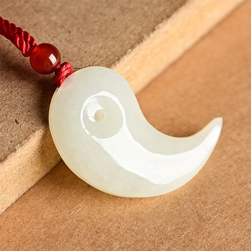 Collier pendentif en corde de protection en jade blanc et jade cyan Yin Yang - Jade blanc - image 7