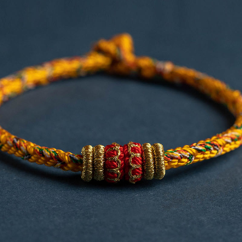Bracelet en corde tressée fait main en Buddha Stones du zodiaque chinois du Tibet