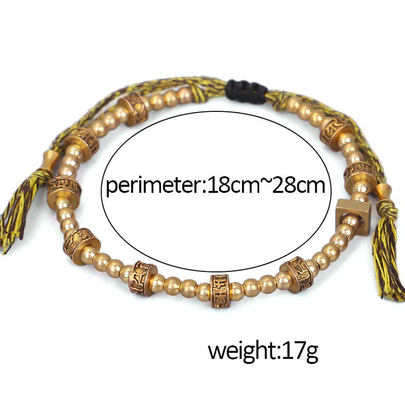 Bracelet de richesse tibétain avec six mots vrais et malédictions de Buddha Stones