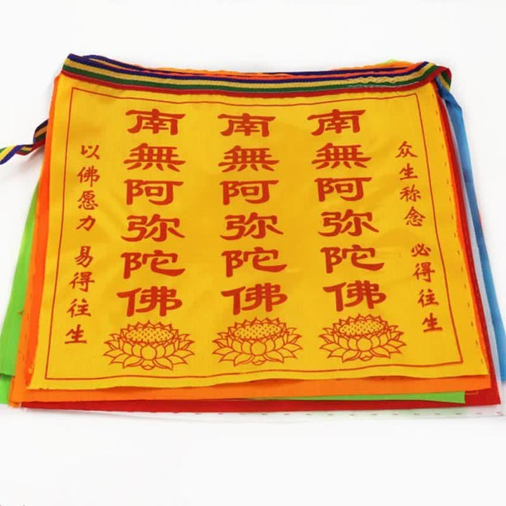 Buddha Stones Drapeau de prière tibétain à 7 couleurs, symbole du cheval du vent et du lotus, pour l'extérieur (21 pièces). - image 7