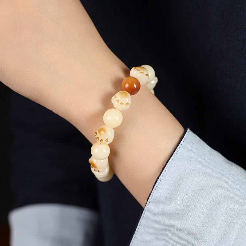 Bracelet porte-bonheur en bois de santal avec graines de Bodhi naturelles et Buddha Stones, tête de chat mignon et porte-bonheur, griffe de paix - image 18