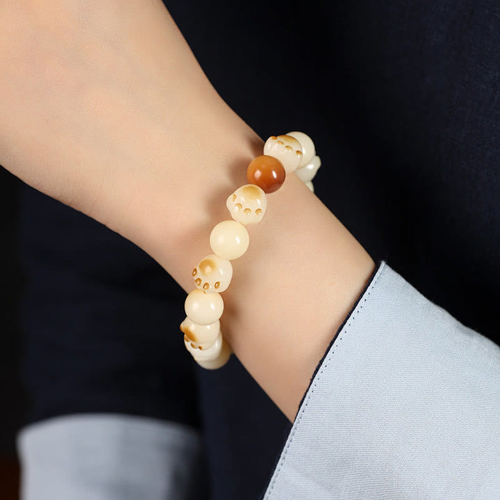 Bracelet porte-bonheur en bois de santal avec graines de Bodhi naturelles et Buddha Stones, tête de chat mignon et porte-bonheur, griffe de paix - image 18