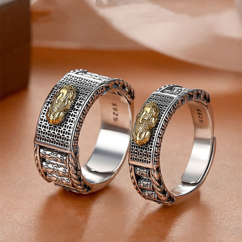 Buddha Stones Feng Shui porte-bonheur PiXiu Roues de prière de richesse Bague de couple