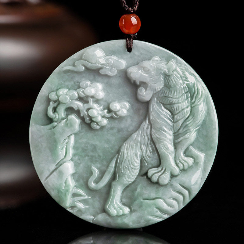 Collier pendentif en corde de protection en jade du tigre du zodiaque chinois Buddha Stones - Jade - image 1