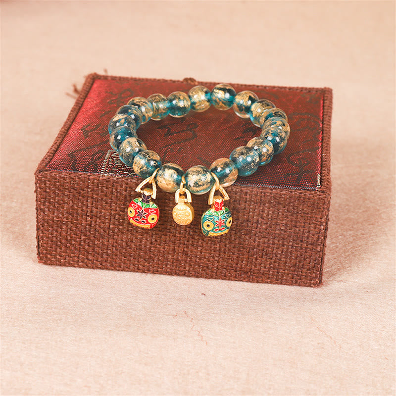 Bracelet de perles de force Dorje Vajra de la famille des bêtes avaleuses en or tibétain avec Buddha Stones