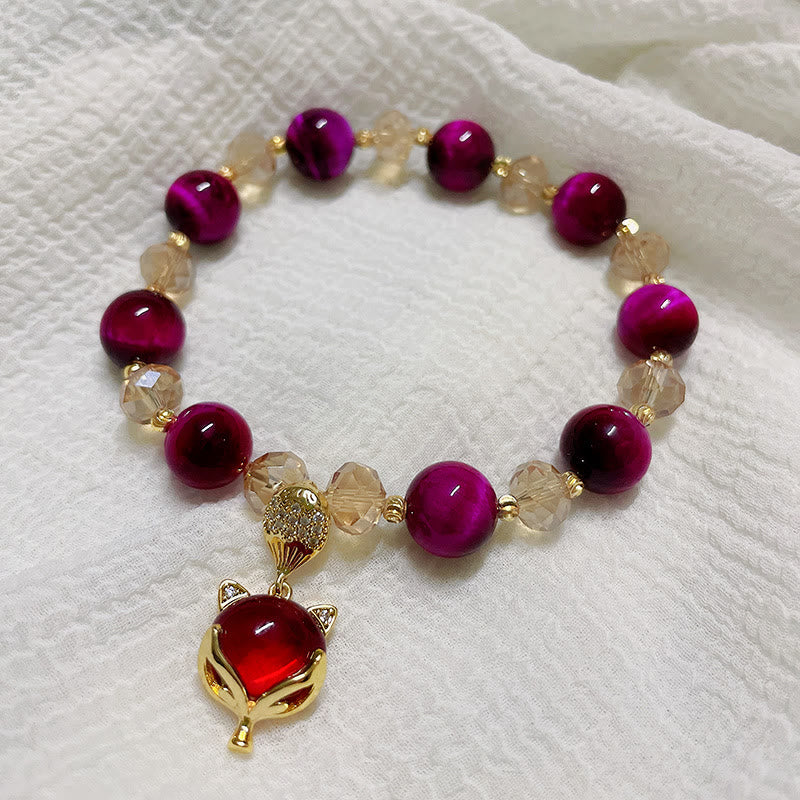 Bracelet de protection et de confiance en soi en œil de tigre rouge PiXiu Fox Buddha Stones - image 7