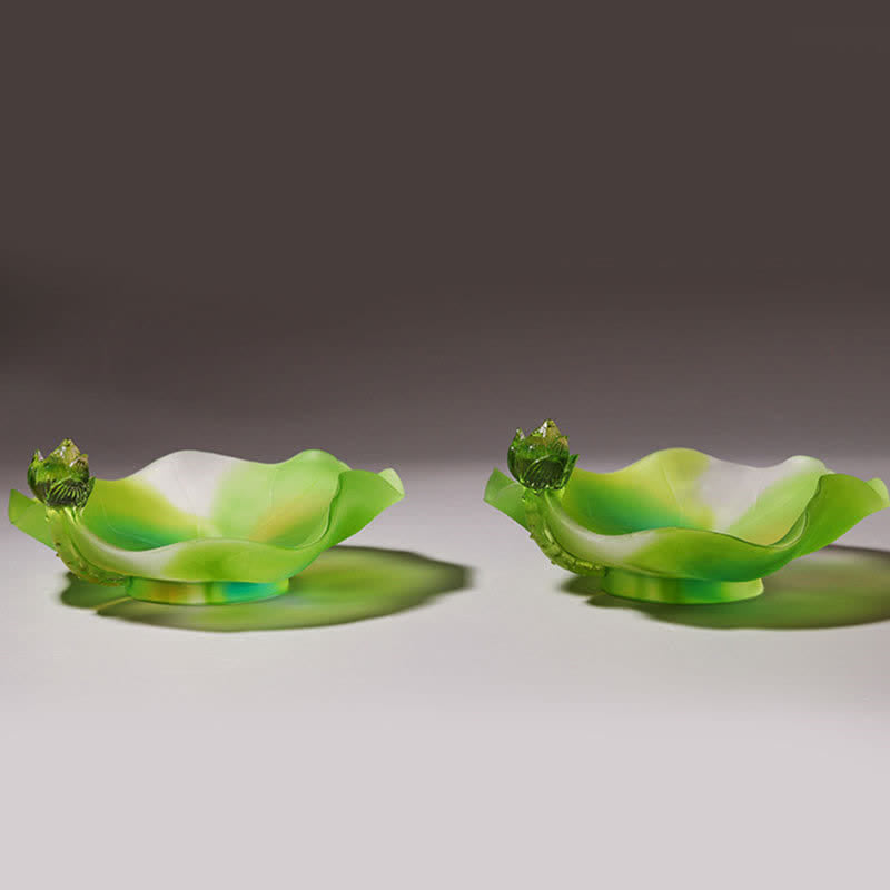 Pièce d'art en cristal Liuli faite à la main en forme de lotus Feng Shui pour la maison ou le bureau