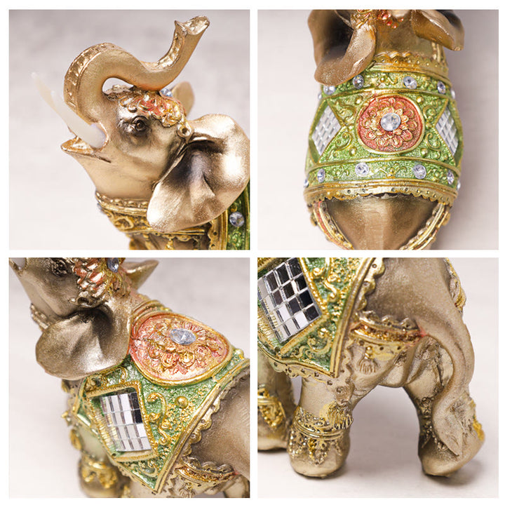 Statue d'éléphant vert Feng Shui porte-bonheur en Buddha Stones Sculpture Figurine de richesse Cadeau Décoration de la maison