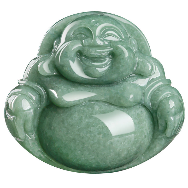 Collier avec pendentif en perles de jade cyan et Bouddha rieur - image 9