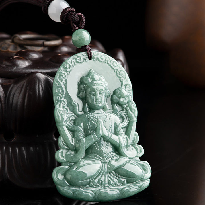 Collier de bénédiction en jade naturel à quatre bras Avalokitesvara - image 5