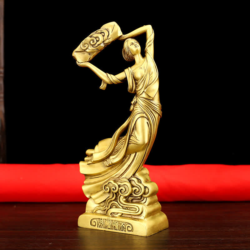 Statue décorative en cuivre du Bodhisattva Nuwa qui répare le ciel
