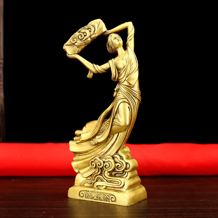 Statue décorative en cuivre du Bodhisattva Nuwa qui répare le ciel
