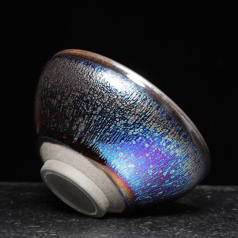 Tasse à thé en céramique émaillée colorée bleue de Jianzhan de pierres de Buddha Stones tasse à thé Kung Fu Tenmoku avec boîte-cadeau