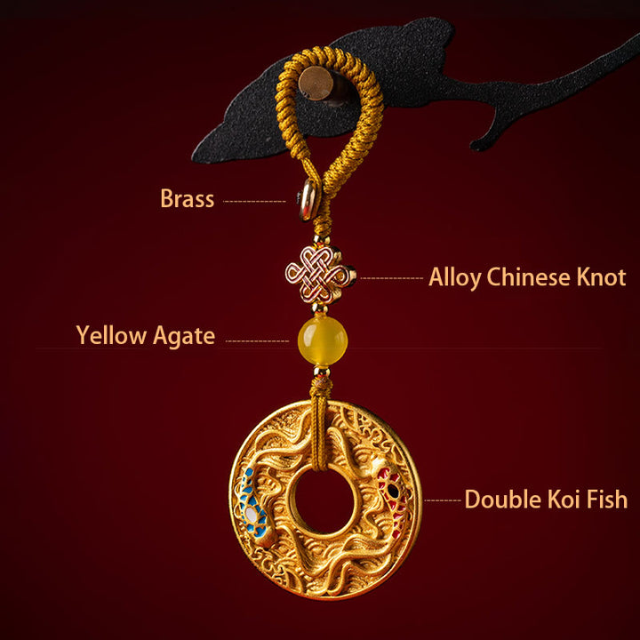 Porte-clés Buddha Stones Double Koi Fish Peace Buckle Wealth Luck