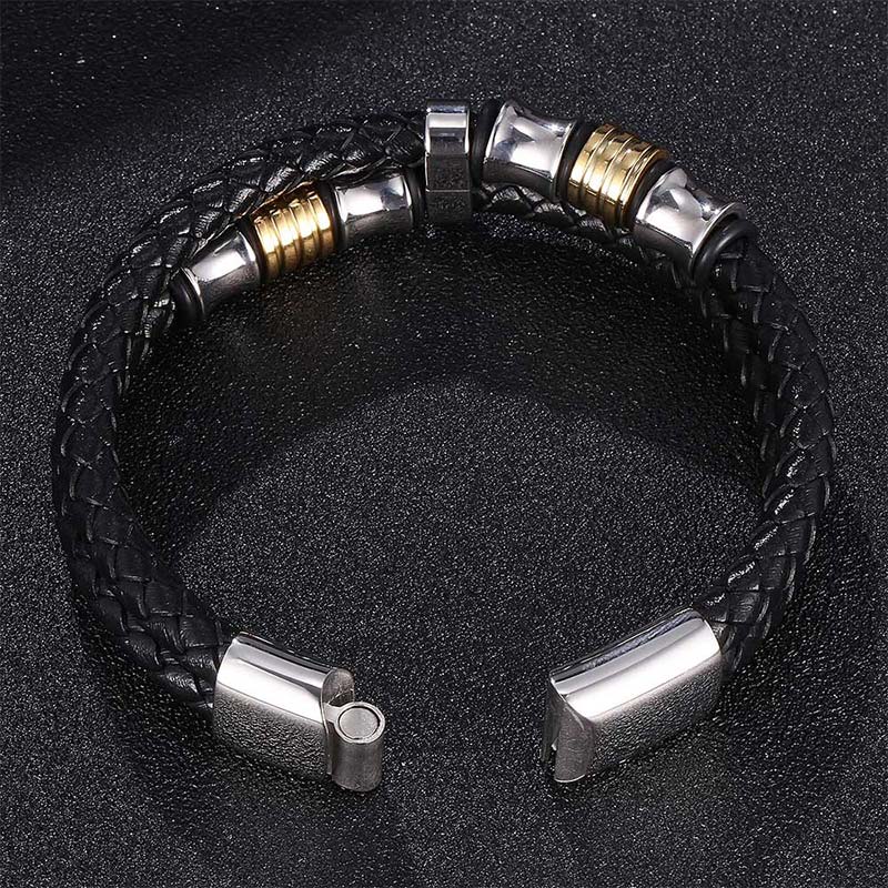 Bracelet porte-bonheur en cuir tressé à plusieurs couches avec Buddha Stones