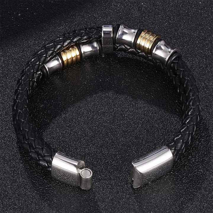 Bracelet porte-bonheur en cuir tressé à plusieurs couches avec Buddha Stones