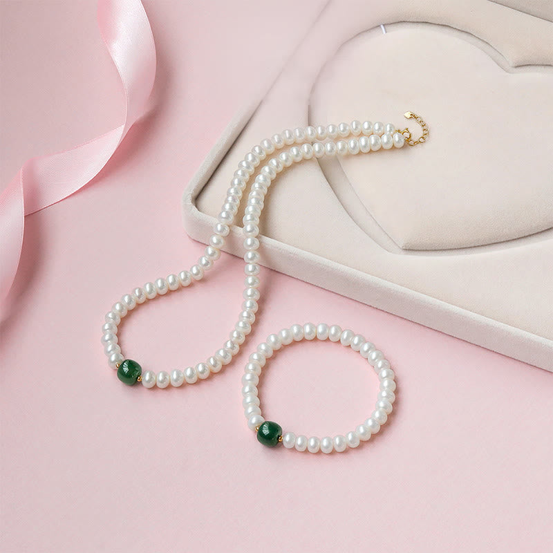 Buddha Stones en argent sterling 925 avec perles naturelles Hetian Jade Aigue-marine Sagesse Sincérité Bracelet - Collier et bracelet - Pierre de Hetian Jade Alliage 45cm - image 1