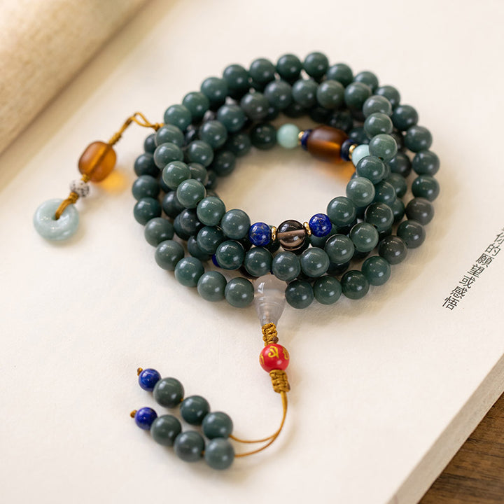 Bracelet Mala de méditation avec 108 Buddha Stones et graines de Bodhi
