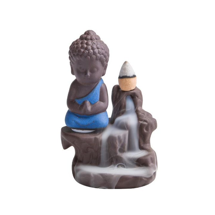 Fontaine à fumée à refoulement en Buddha Stones Brûleur d'encens en céramique Décoration de bénédiction