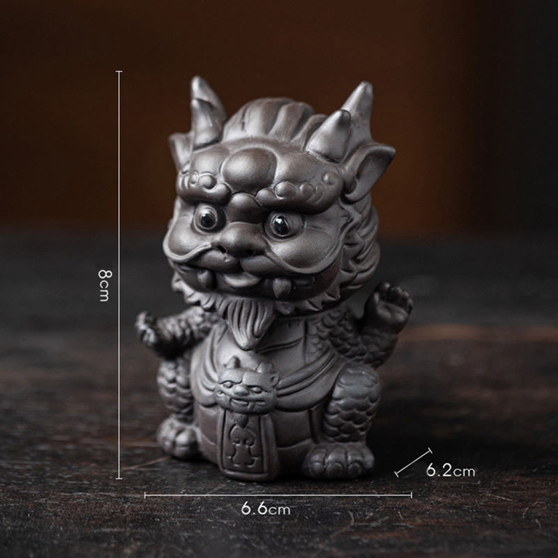 Figurine en argile violette Buddha Stones bonheur et une richesse - Petit Roi Dragon - Noir 6,6 x 6,2 x 8 cm - image 3
