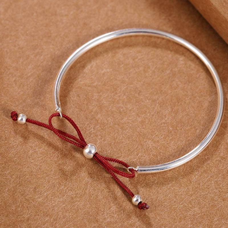 Bracelet de guérison en argent sterling 925 Buddha Stones et cordon rouge
