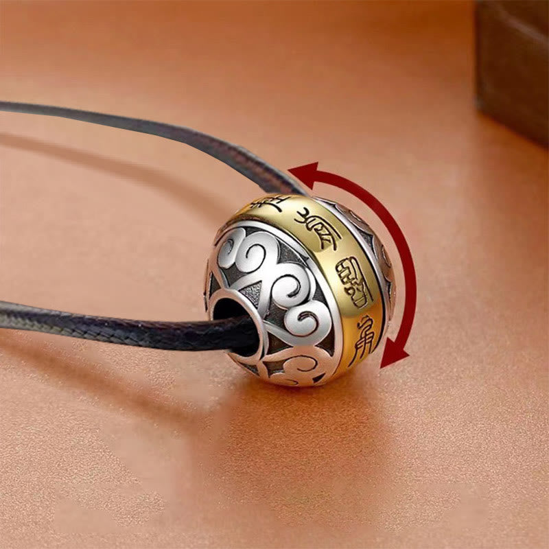 Collier pendentif rotatif en amulette gravée avec mantra taoïste à neuf caractères de Buddha Stones - Mantra à neuf caractères et corde en cuir - image 6