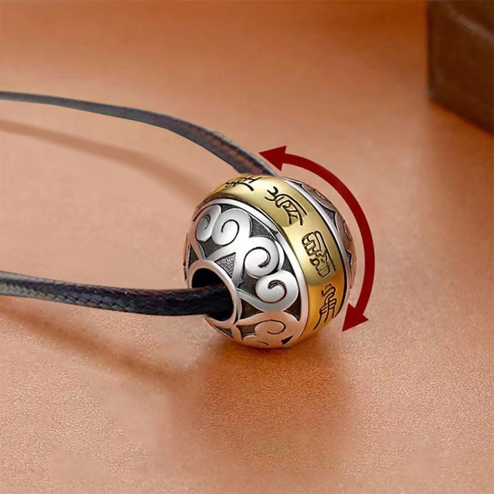 Collier pendentif rotatif en amulette gravée avec mantra taoïste à neuf caractères de Buddha Stones - Mantra à neuf caractères et corde en cuir - image 6