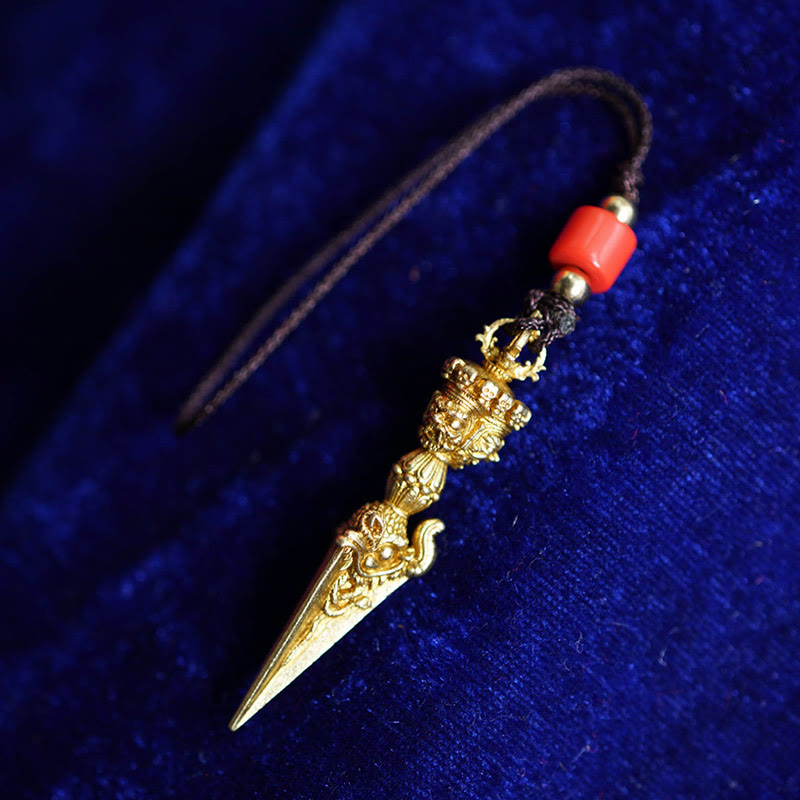 Pendentif de puissance spirituelle gravé en Buddha Stones du Tibet Dorje Vajra Décoration à suspendre