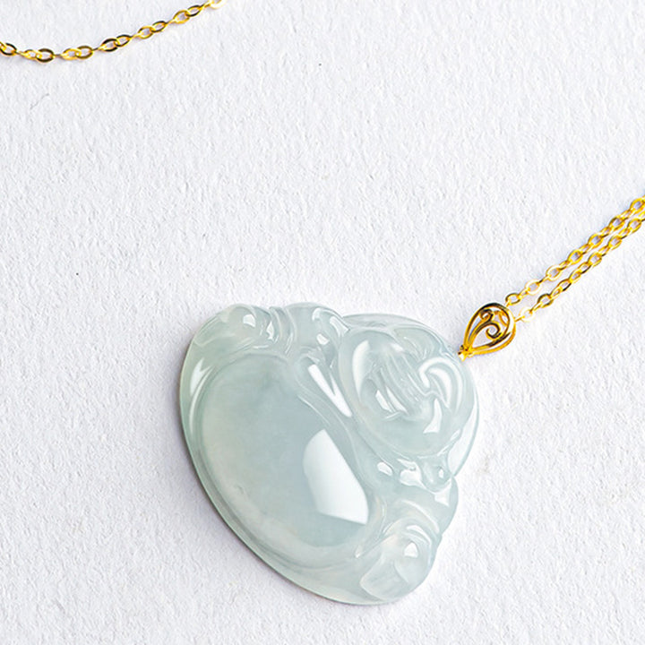 Collier pendentif Bouddha rieur en jade naturel et or 18 carats - image 6