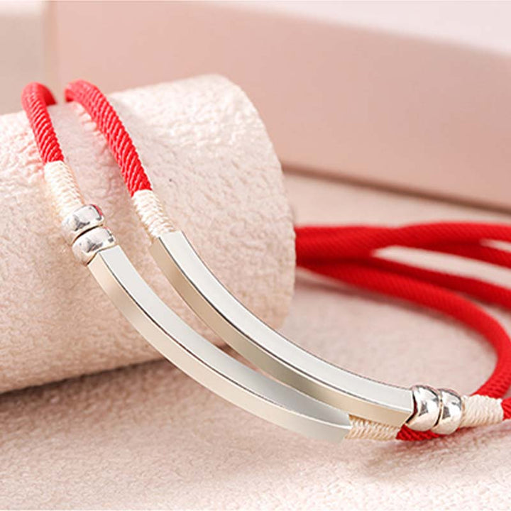 Bracelet tressé en argent sterling 925 avec cordon rouge et Buddha Stones