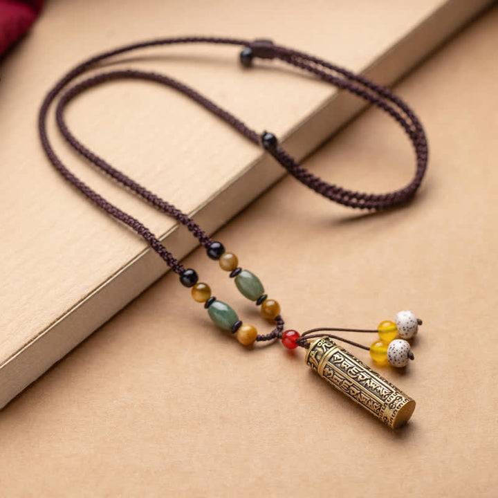 Buddhastoneshop Tibet Om Mani Padme Hum Agate Shurangama Sutra Protection Collier Pendentif - image 13
