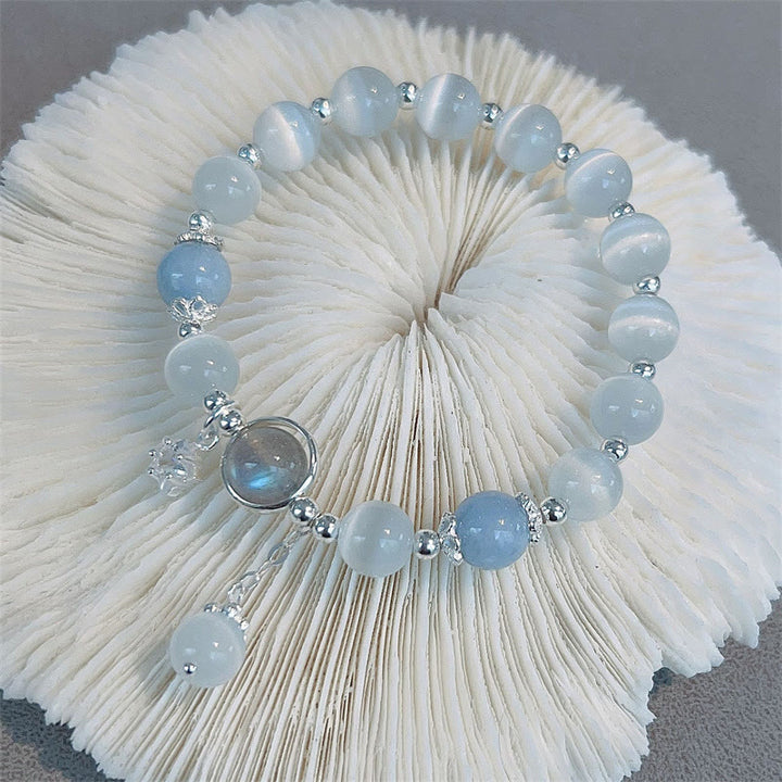 Bracelet de soutien à breloques en forme d'étoile, de papillon et de pierre de lune avec œil de chat et Buddha Stones