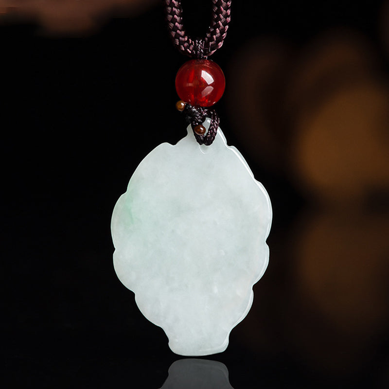Collier pendentif en jade naturel à neuf queues de Buddha Stones avec pierre porte-bonheur et prospérité