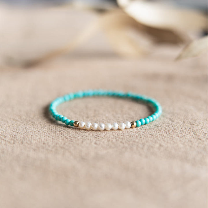 Bracelet en perles de turquoise naturelles en argent sterling 925 de Buddha Stones - image 5