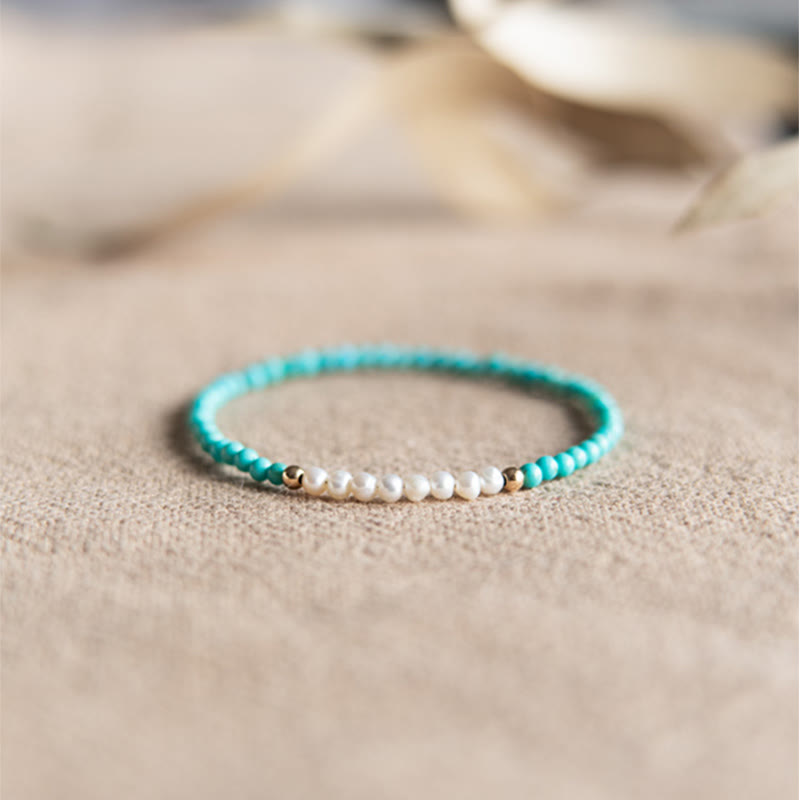 Bracelet en perles de turquoise naturelles en argent sterling 925 de Buddha Stones