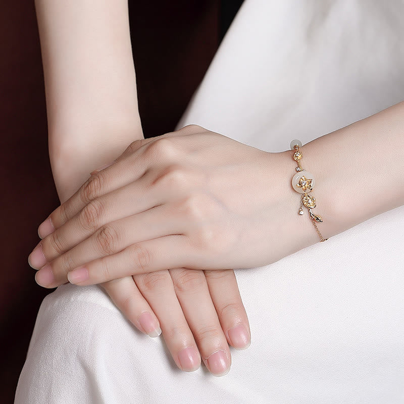 Bracelet chaîne porte-bonheur en argent sterling 925 avec boucle de paix en jade Hetian et Buddha Stones - image 4