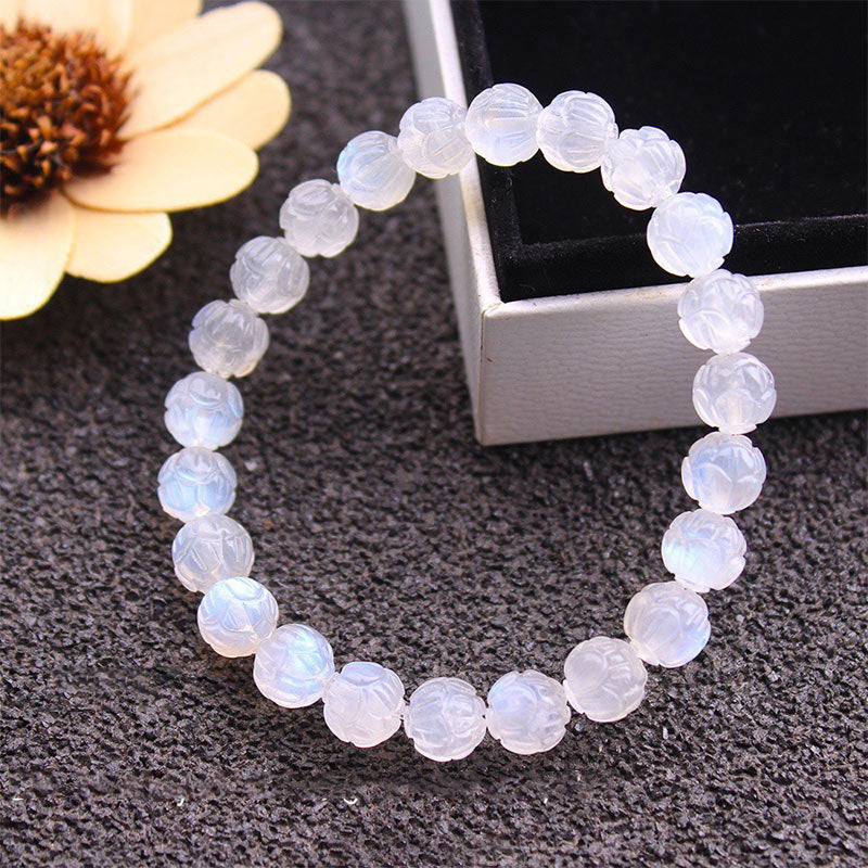 Bracelet Lotus Love en pierre de lune naturelle de Buddha Stones