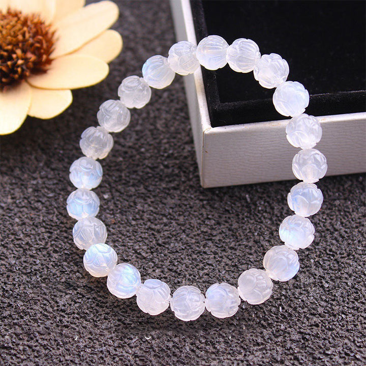 Bracelet Lotus Love en pierre de lune naturelle de Buddha Stones