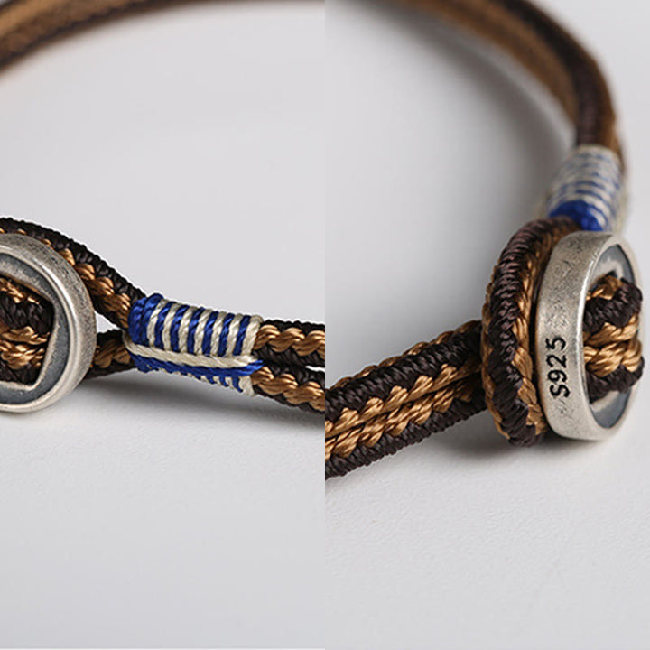 Bracelet en argent sterling 925 avec protection de bouton fait main et Buddha Stones