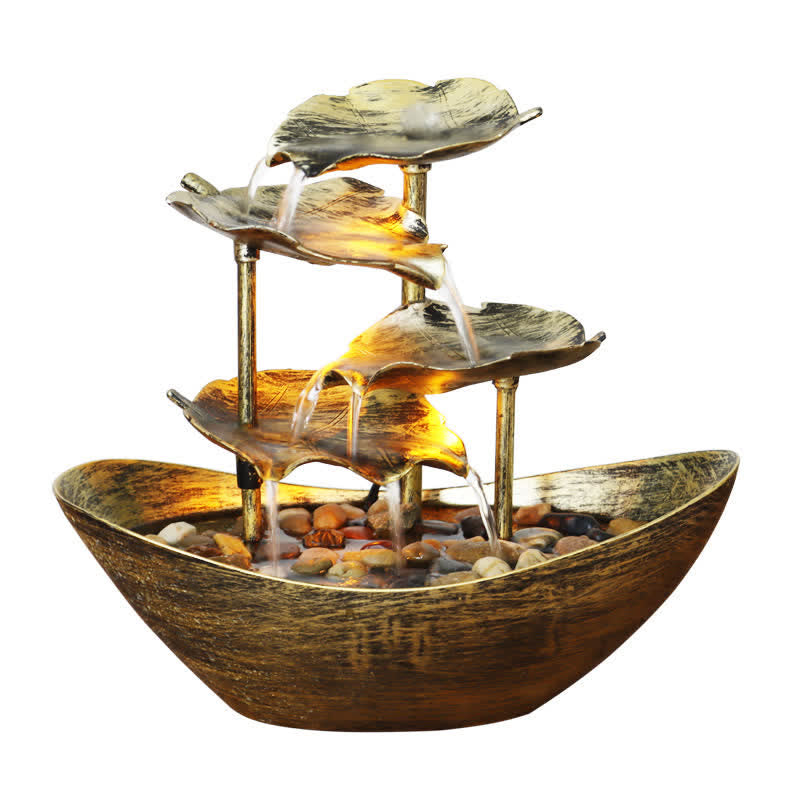 Fontaine cascade en forme de feuille de lotus , Buddha Stones, ornements de table avec lumière LED, décoration de bureau pour la maison - image 10