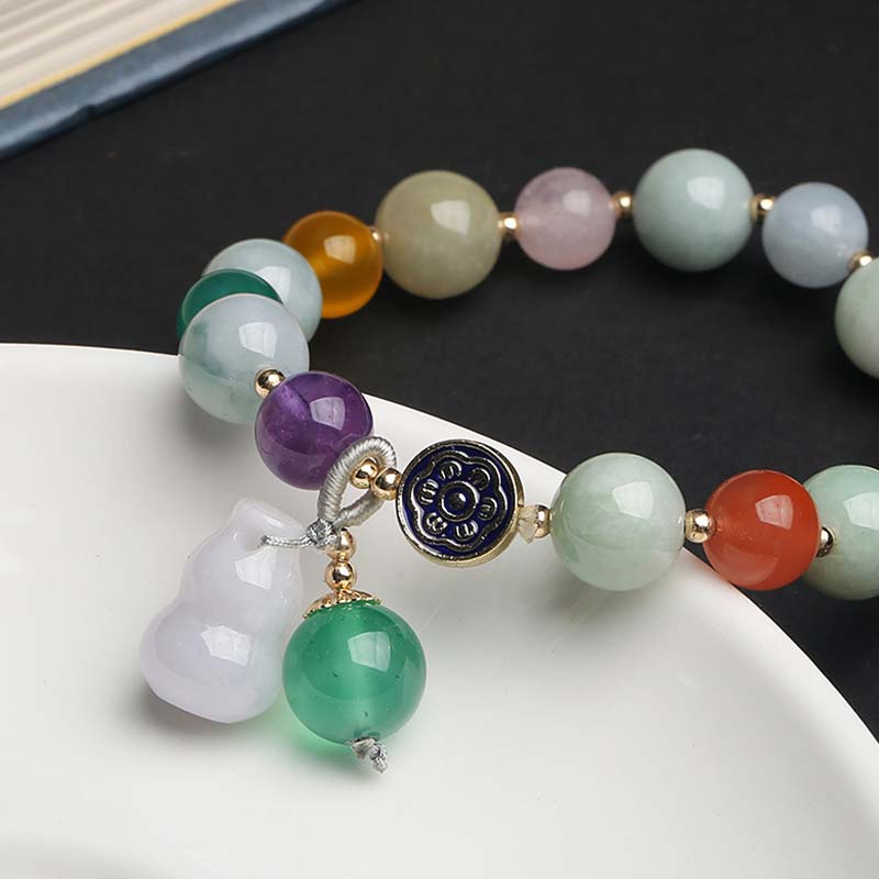 Bracelet porte-bonheur en gourde et jade