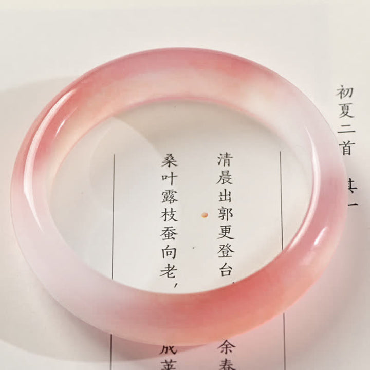 Bracelet de richesse en jade et soie rose doré avec Buddha Stones - 13 mm - 62-64 mm - image 7