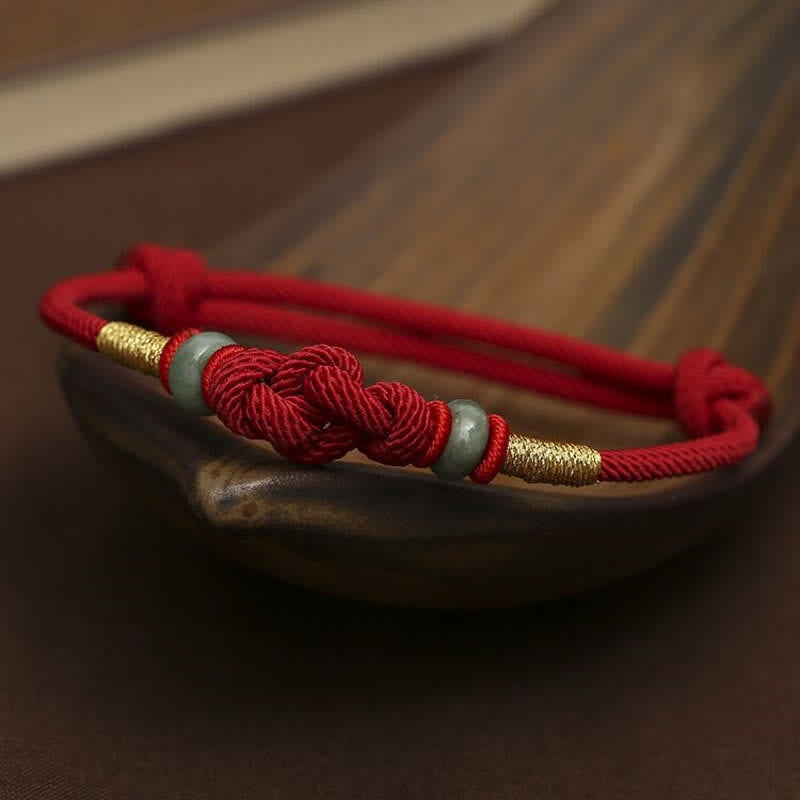 Bracelet tressé pour couple avec cordon rouge en jade et Buddha Stones