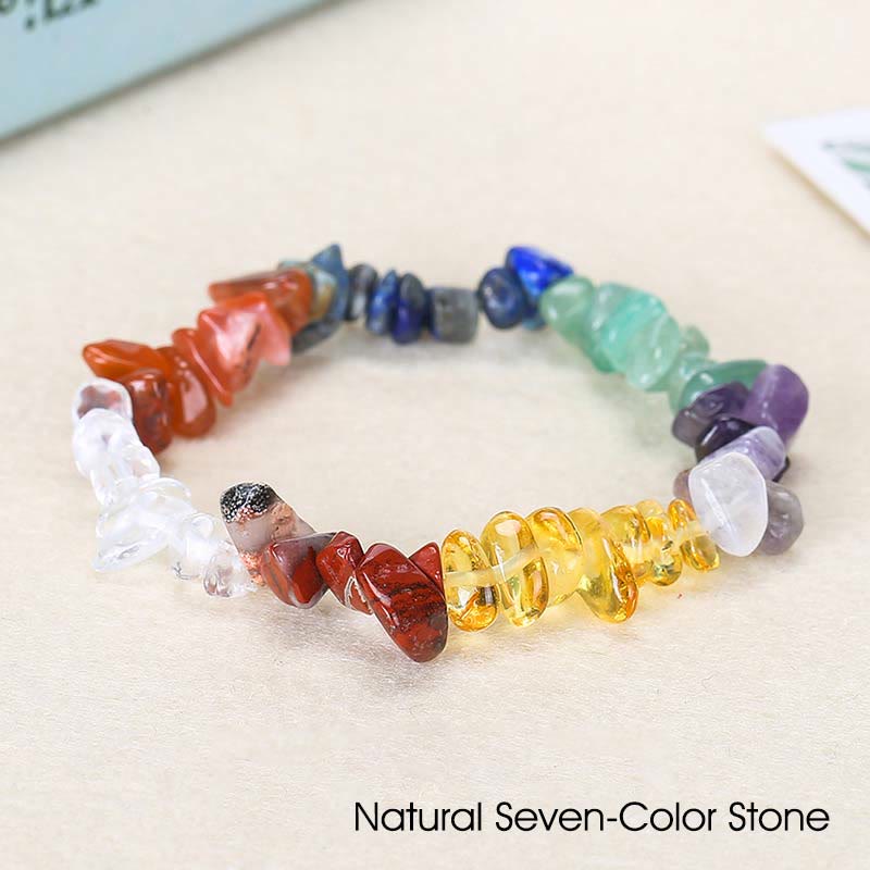 Bracelet apaisant et chaleureux en pierre de cristal de forme irrégulière naturelle - Pierre naturelle sept couleurs (Tour de poignet : 15-16 cm) - image 55
