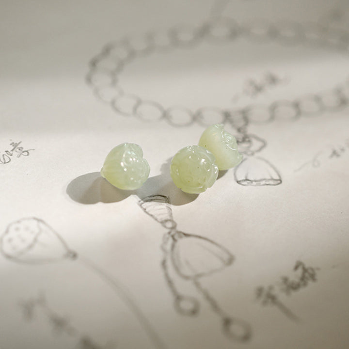 Bracelet de protection lotus en agate blanche et jade